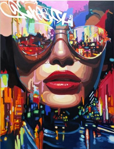At the crossroads. Acrylic on Canvas. 89 W x 116 H